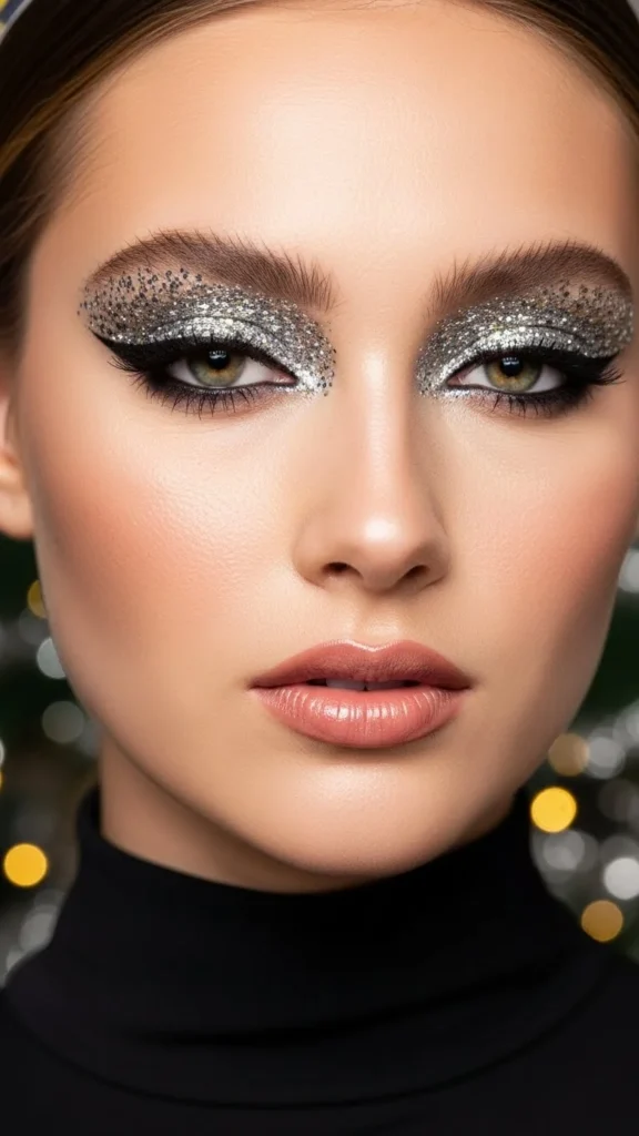 20. Glitter Makeup Paired with Simple Outfit