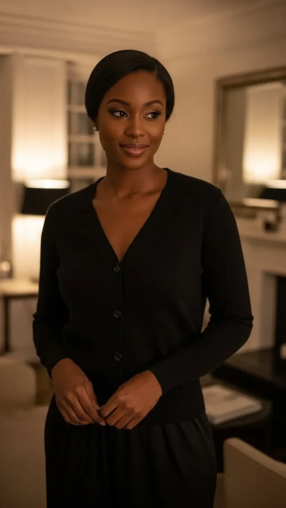 22. Black Cardigan Styled as a Top