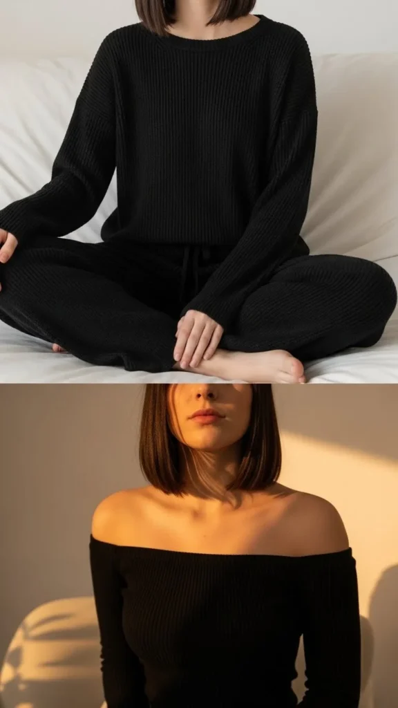 25. Black Off-Shoulder Top Moment