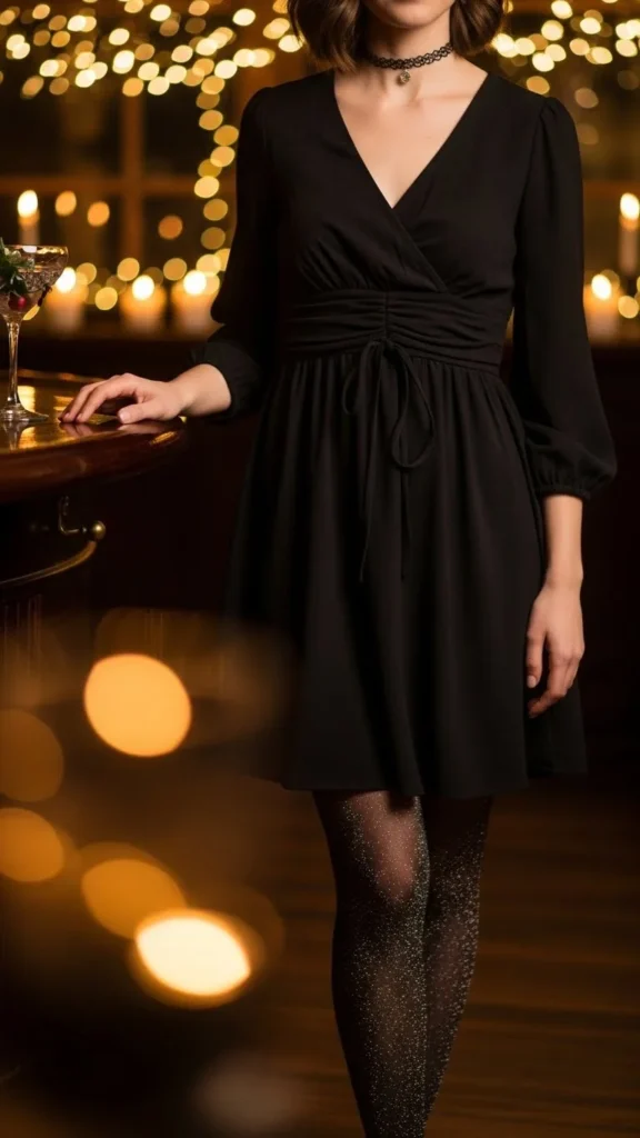 3. Black Dress with Glitter Tights