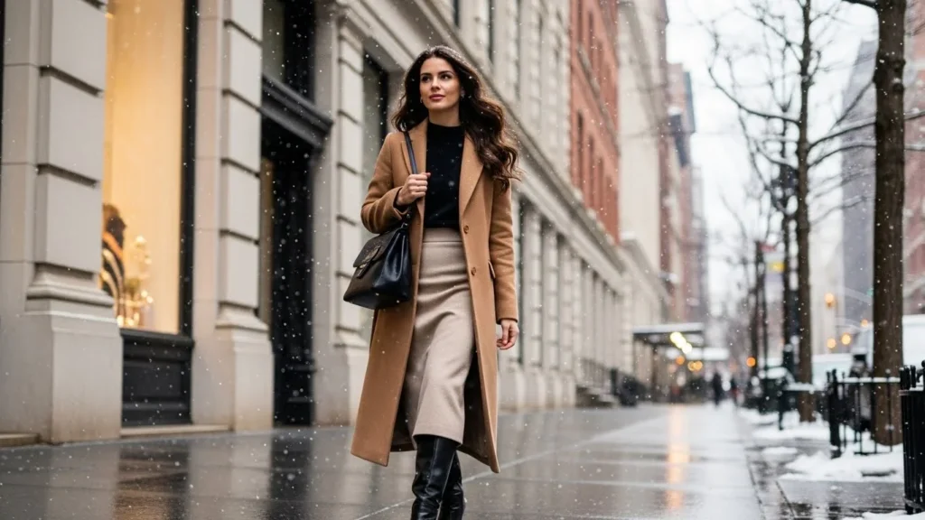 how to wear midi skirts in winter